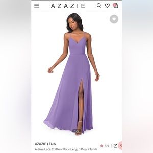 Azazie Lena A-line Lace Chiffon Floor Length Dress